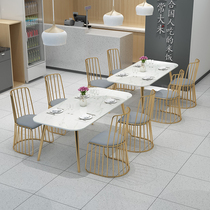 Nordic ins marble table snack dessert shop cafe milk tea shop table and chair deck sofa table and chair combination