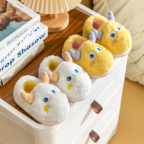 Cartoon baby cotton slippers winter girls and boys indoor slippers warm and non-slip thickened childrens bag with fur shoes