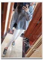 White (natural white) straight cylinder wool side jeans