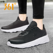 361 Male Sneakers Official Flagship Store Autumn Winter Style Leather Face Waterproof Mens Pure Black Anti Slip Running Shoes