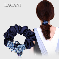 Leather band hair rope headdress Korean simple personality Hairband adult hair accessories imitation crystal flower lady leather case