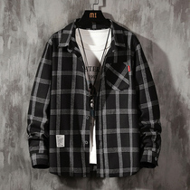 Plaid Shirt Men Spring and Autumn Trend Loose Joker Shirt 2021 New Tide Brand Japanese ins Casual Jacket