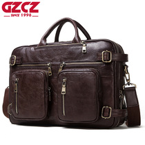 Leather briefcase male head skin bag bag shoulder slope bag large capacity business handbag for mens computer bag