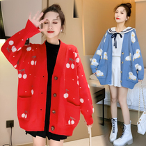 Add Fat overweight pregnant woman autumn winter new 100 hitch cardiovert sweater jacket fat MM sweet loose blouse 200 catty