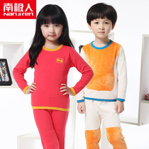 Antarctica childrens thermal underwear set in the big childrens autumn clothes and trousers plus velvet thick boys and girls baby underwear