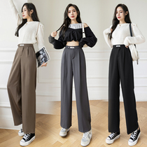 Wide leg pants womens suit pants autumn 2021 New thick loose high waist thin hanging casual mop pants tide