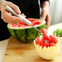 Stainless steel dug ball spoon ice cream fruit watermelon ball digger corrugated carving knife double head fruit cutter