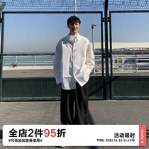 OFFBORD letter solid color long sleeve shirt men loose spring and autumn leisure blue with mens shirt ins tide