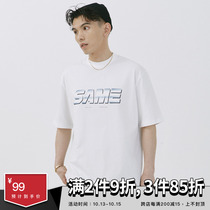 SAMESAME21SS Sky Silver Cotton Summer Loose T Shirt Joker Couple Knitted Short Sleeve Top Men and Women
