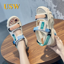 2021 Summer new 100 hitch cakes Thick Bottom Beach Women Shoes Casual Sports Style Old Daddy Shoes Chains