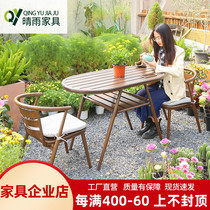 Balcony small table and chair set outdoor leisure three-piece courtyard one table and two chairs Net red creative storage outdoor backrest