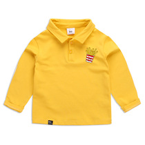 Boy cotton long sleeve yellow polo shirt fries 2356 years old boy casual autumn clothes lapel collar New Years Day kindergarten tide