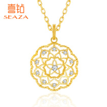 Diamond yellow 18K gold necklace female exquisite flower diamond pendant elegant quality choker jewelry neck gift
