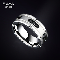 saya obsidian ring male black gold fashion wide food ring single aristocratic business light luxury male ring boss ring