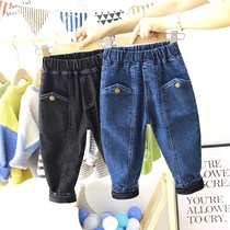 Boys jeans spring trousers blue black handsome 3 small children 4 babies 5 years old 6 stretch pants spring and autumn