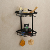 European new style Sibo black free hole black ancient triangle basket sink toilet shelf Bathroom corner blue
