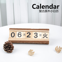 Wooden calendar 2021 creative perpetual calendar Living room bedroom desktop ornaments vintage photography photo decoration