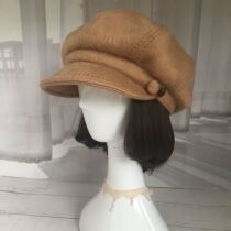 Autumn and winter New Big head circumference 57-60 wool female camel brown wild ins octagonal hat newsboy hat female hat