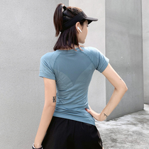 Yoga clothing womens coat thin quick-drying short sleeve tight net red sports T-shirt running temperament thin fitness suit summer