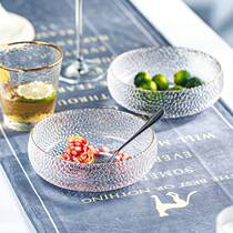 Japanese gold-edged glass bowl home flat tank ins style simple creative dessert bowl fruit salad bowl beautiful bowl