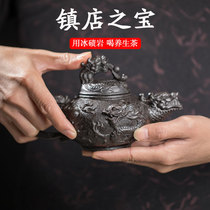 Stone sky Stone night Anhua Moraine rock head high-grade tea set Pure handmade famous tea pot Large capacity flying dragon pot