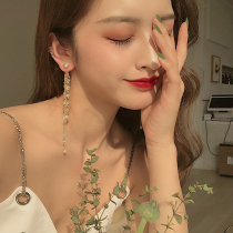 Crystal tassel earrings female summer niche Korean long temperament net red earrings 2021 new fashion high-grade sense earrings