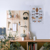 Wooden hole board Solid wood Nordic ins Dyson storage rack Wooden desktop wall wall wall storage rack