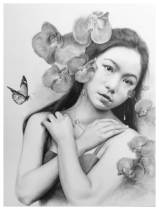 Hand-painted original works Sketch painting living room room decoration ornaments give people gifts Xu Shaowei Butterfly Girl