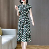 Real Silk Dress Sauna Silk Weighing 2022 Pop Skirt Children Summer New High-end Hangzhou Big card Long Covered Meat