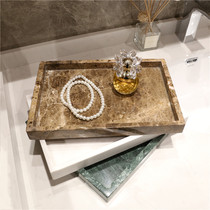  Marble tray Bathroom light luxury rectangular cosmetics bathroom storage plate Nordic hotel decoration