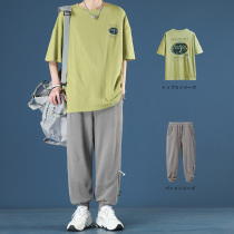 American street short sleeve round neck t-shirt mens fashion suit pins 2021 new summer loose clothing