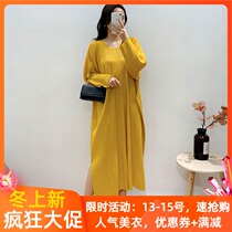 Sanjia life clothes pleated dress loose size fat mm cover meat foreign atmosphere fattening increase 200 jin can wear