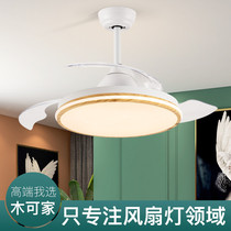 Nordic Invisible Fan Light Living Room Dining Room Large Wind Frequency Conversion Ceiling Fan Lamp Modern Home Bedroom Electric Fan Lamp