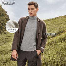 SCOFIELD woolen woolen hand-stitched coat mid-length British trend jacket mens autumn and winter