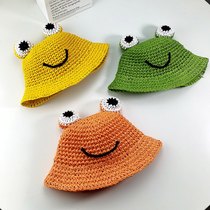  Baby hat Summer baby cute super cute sunshade sunscreen hat boy and girl cartoon frog straw hat Fisherman hat