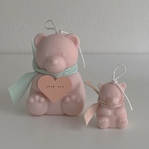 (Pink control) new cute bear scented candle small bean milk cream set with hand gift girl heart