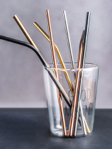 Metal straw 304 stainless steel environmental straw Mason cup milk tea straw Stirring curved color straw brush