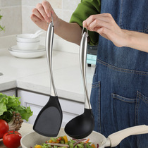 304 stainless steel spatula soup spoon Kitchen porridge spoon stir fried vegetable anti-hot temperature resistant pot silicone spatula nylon shovel