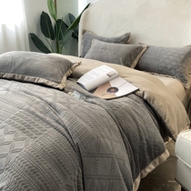 Winter Flannel Four Pieces Suede Pasta Milk Suede With Velvet Thickened Warm Coral Suede Bed Bedding Bed Bedding