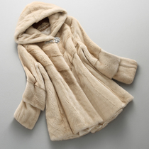 2021 new mink fur coat female whole mink with long swollen foreign air import Goose Down Fur Coat Anti Season Tsell