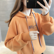 Sweater womens spring and autumn thin section loose Korean version 2021 new fashion lazy short section hooded trend casual trend ins