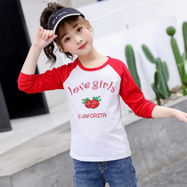 Childrens clothing Girls  long-sleeved T-shirt 2021 spring new childrens base shirt pure cotton medium and large virgin girl top spring and autumn