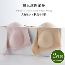 Trained underwear female large chest with small chest vest type steel-free ring with breast anti-drop fixed cup beautiful background bra