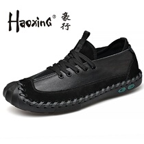 Luxury mens shoes spring mens genuine leather handmade Korean version 100 lap personality Inren fall cow leather big code casual leather shoes