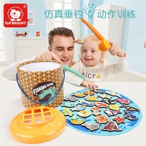Terbao Children Wooden Baby Fishing Toys Magnetic Magnets Fish Puzzle Intelligence Toddlers Hands Eye Coordination Toys