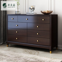 American full solid wood bucket cabinet five bucket seven bucket nine bucket cabinet bedroom bed front cabinet Simple retro light luxury storage storage cabinet