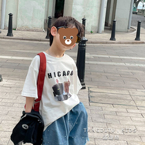 South Gate Boys Korean Version Digital Printing Tide Fan Short Sleeve Round Neck T-Shirts Childrens Versatile Casual Fashion Tops