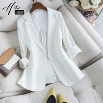 Professional suit jacket female thinner Xia small man selfish body thin white seven-sleeved casual little suit female top