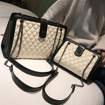  Super fire bag womens large capacity 2021 new fashion all-match lingge embroidered thread one shoulder chain messenger tote bag