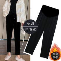 Pregnant Woman Broadleg Pants Autumn Winter Paragraph Outside Wearing Thickened Garnter Underpants Warm Cotton Pants Loose Toabdominal Long Pants Winter Clothing